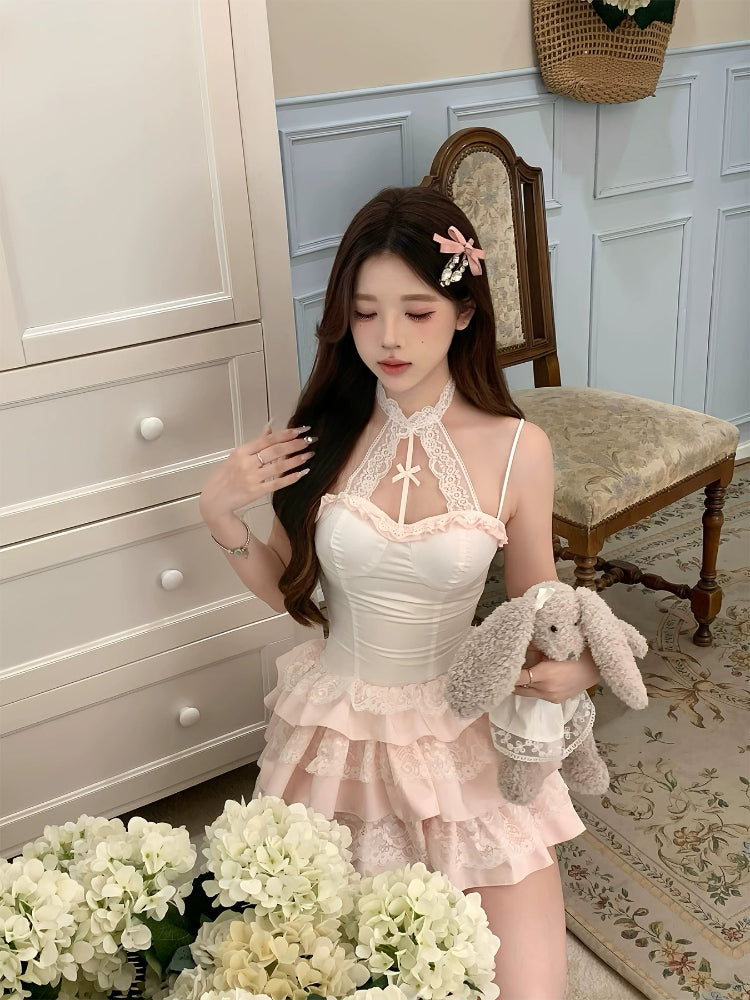 Celestial Bloom Halter Dress