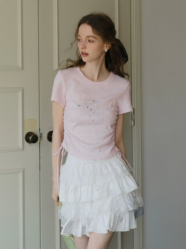 Blush Stardust Bow Tee