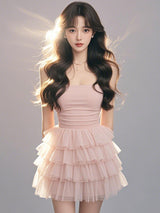 Princess Off-shoulder Tired Tulle Dress