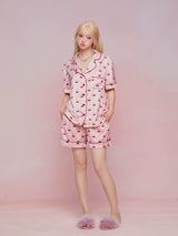 Cherry Print Playful Girly Short Sleeve Pajama