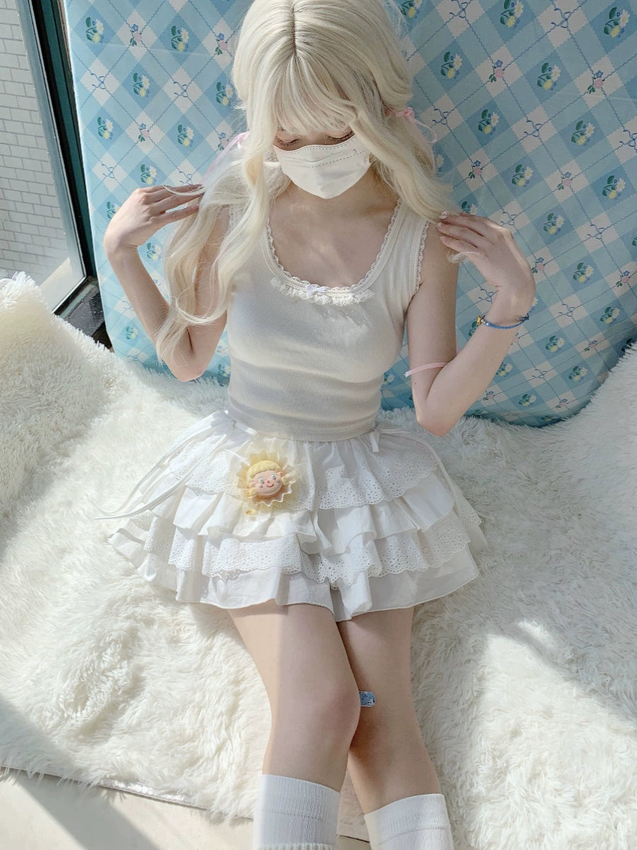 Angelic Lace Ruffle Skirt