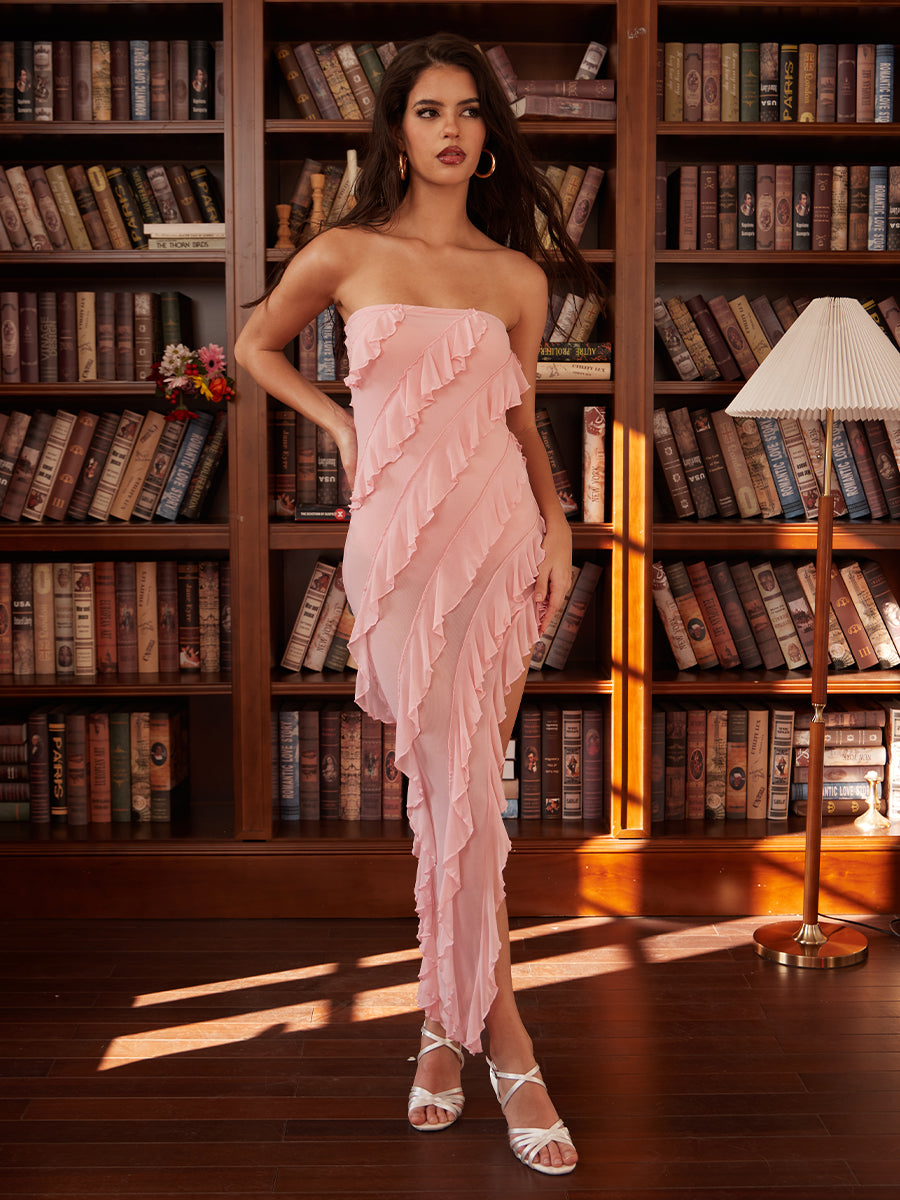 Ethereal Ruffle Cascade Maxi Dress