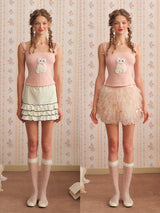 Fluffy Meow Ribbon Knit Top & Petal Whisper Tulle Skirt