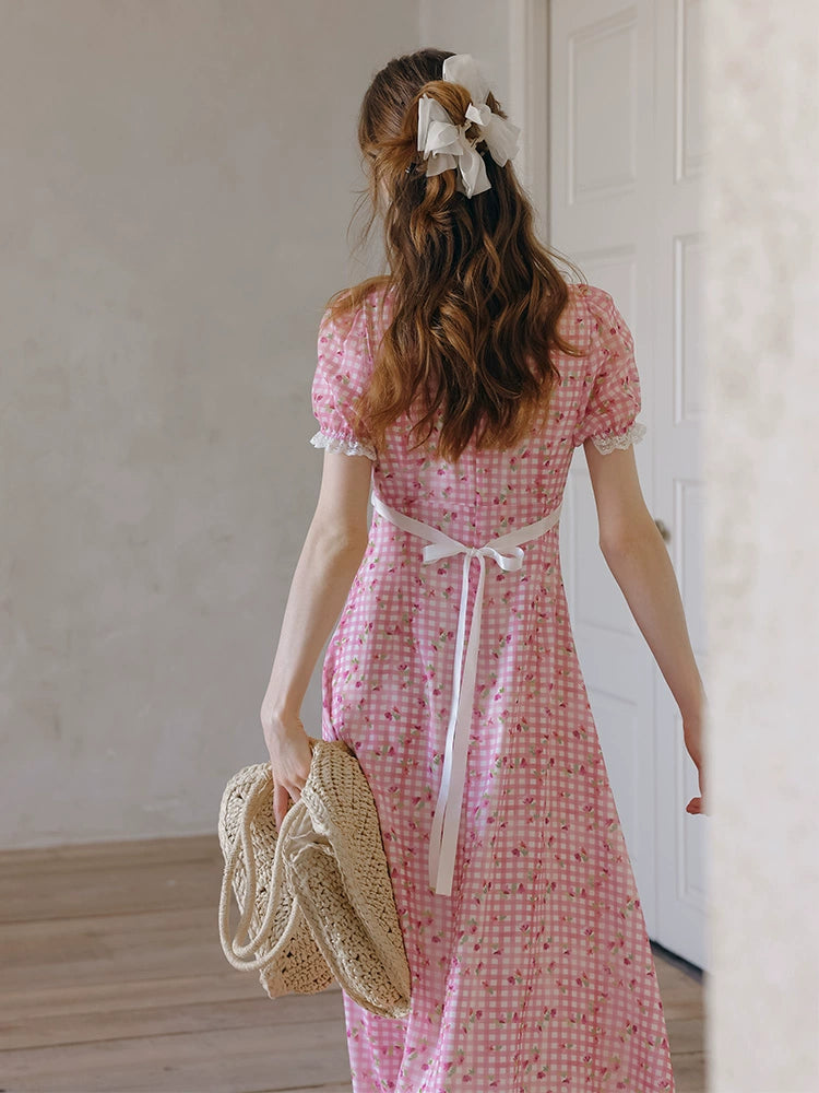 Cherry Blush Gingham Dress