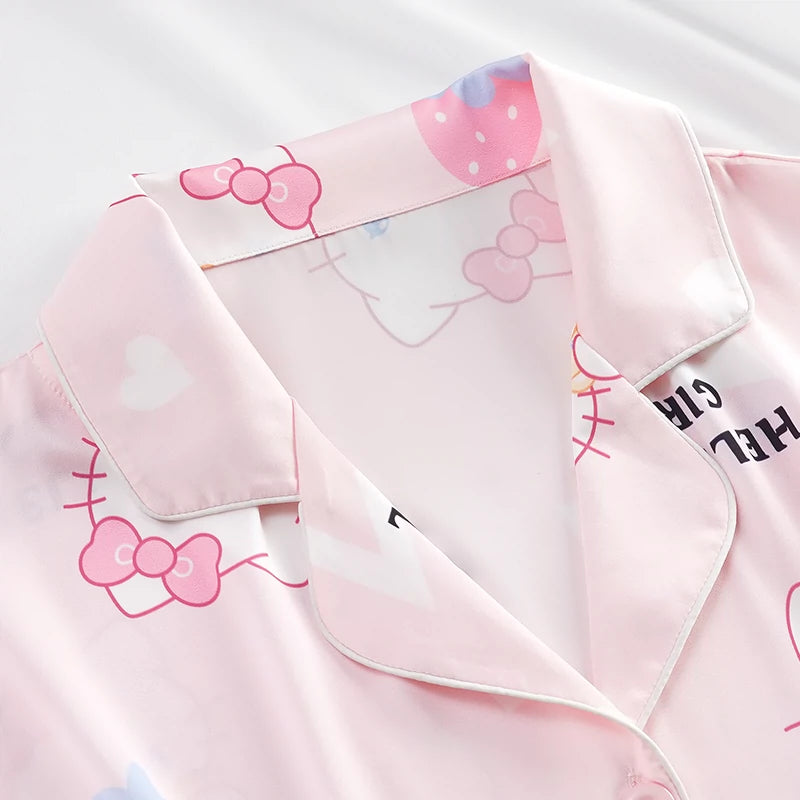 Sweet Strawberry HelloKitty Ice Silk Summer Pajama