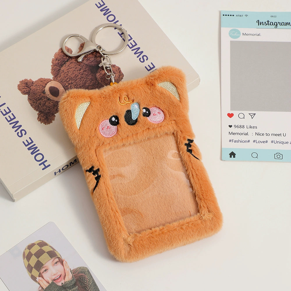 Cute Plush Animal Card Keychain Bag