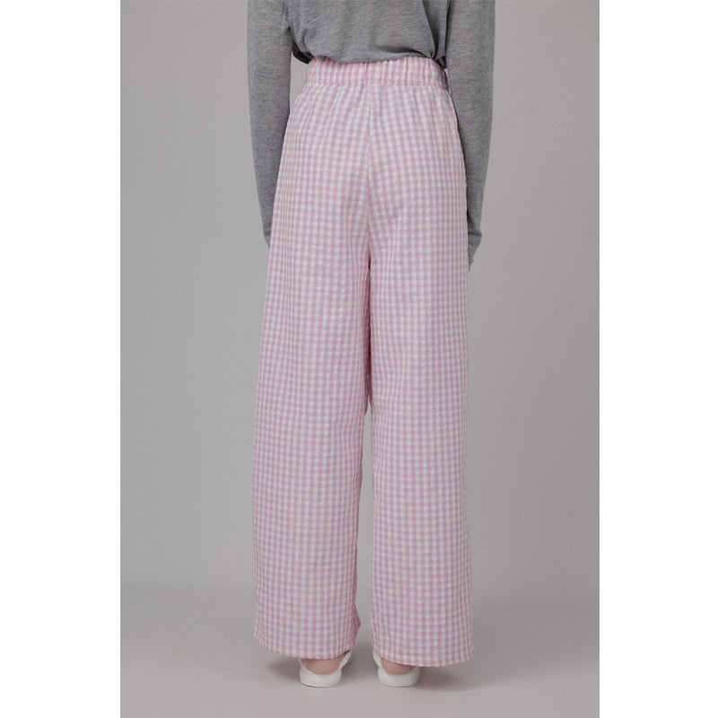 Vintage Gingham High-Waist Wide-Leg Pants