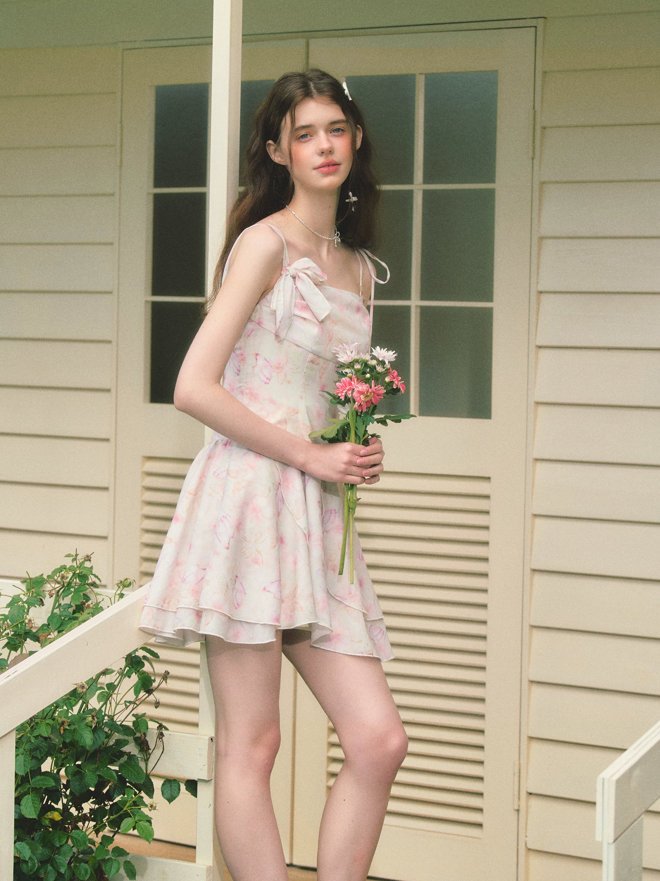 SunsetPark Sunset Park "Love Butterfly" Floral Butterfly Swing Collar Girl Waist Dress Summer and Autumn