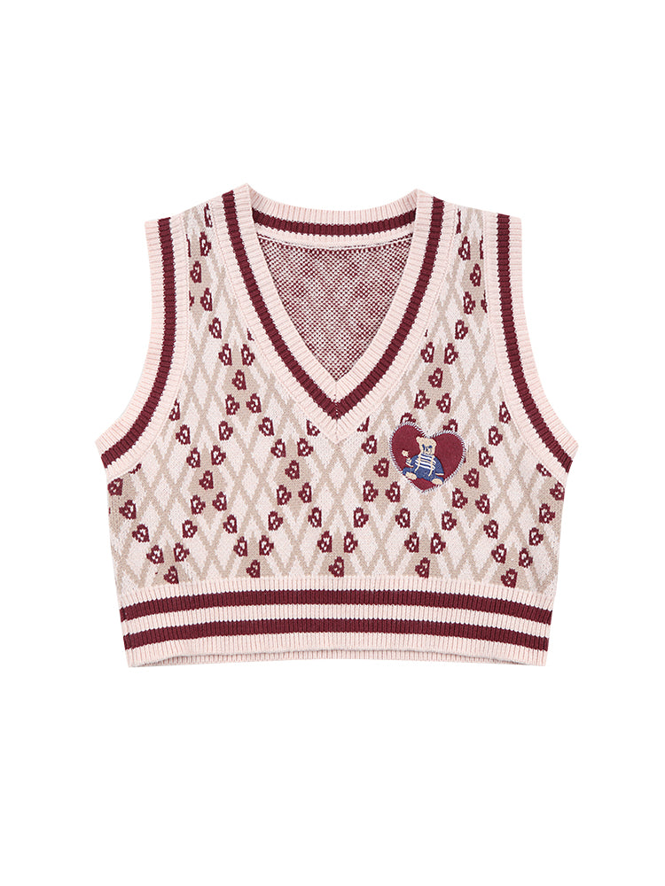 Girly School Love V-Neck Knit Vest