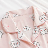 Pastel Pink Cartoon Summer Cotton Pajama