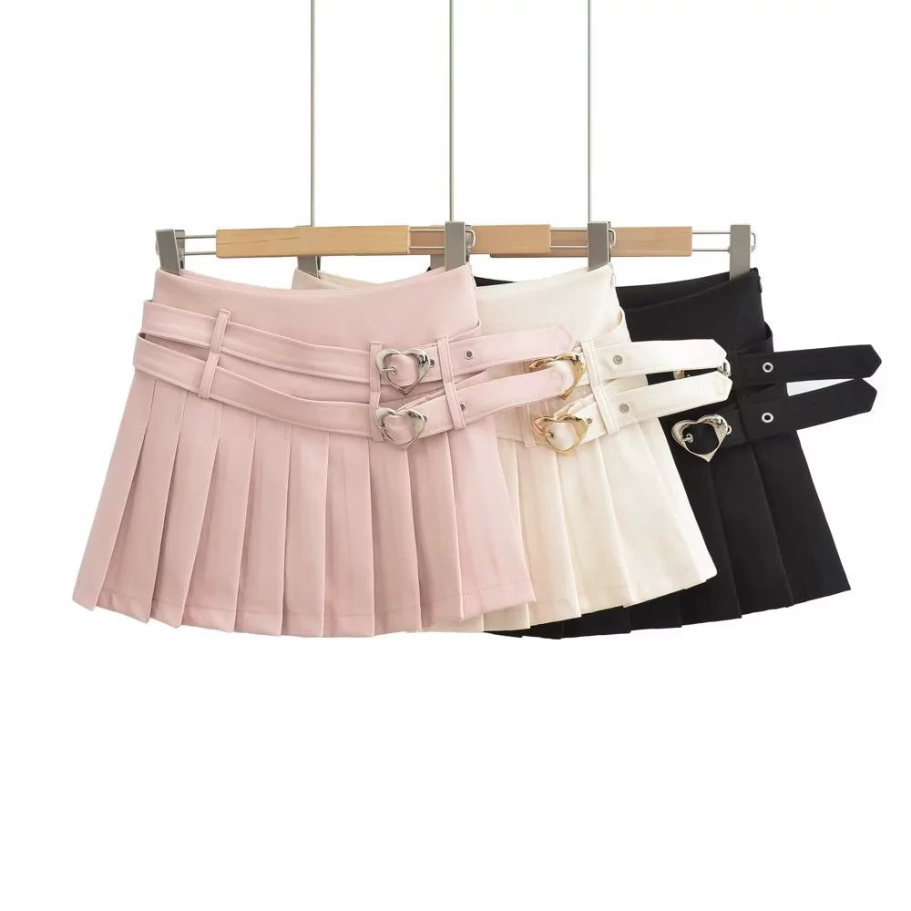 Double Belt Pure Girl Skirt