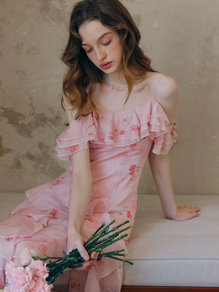 Draped Petal Waltz Dress