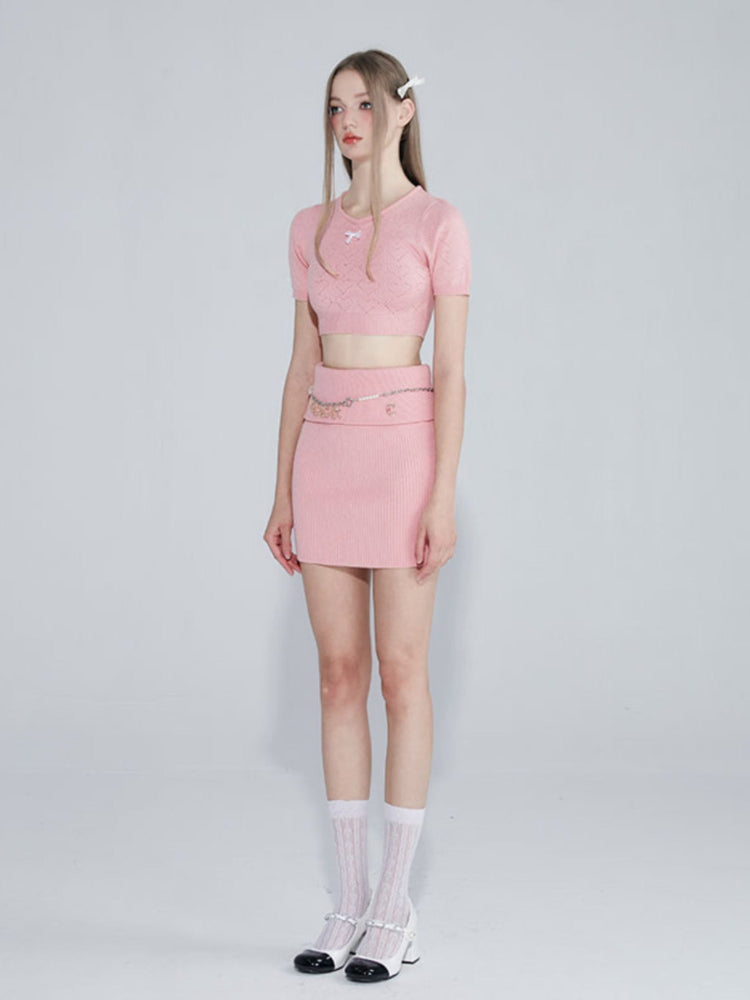 Blush Heart Bow Knit Set