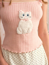 Fluffy Meow Ribbon Knit Top & Petal Whisper Tulle Skirt