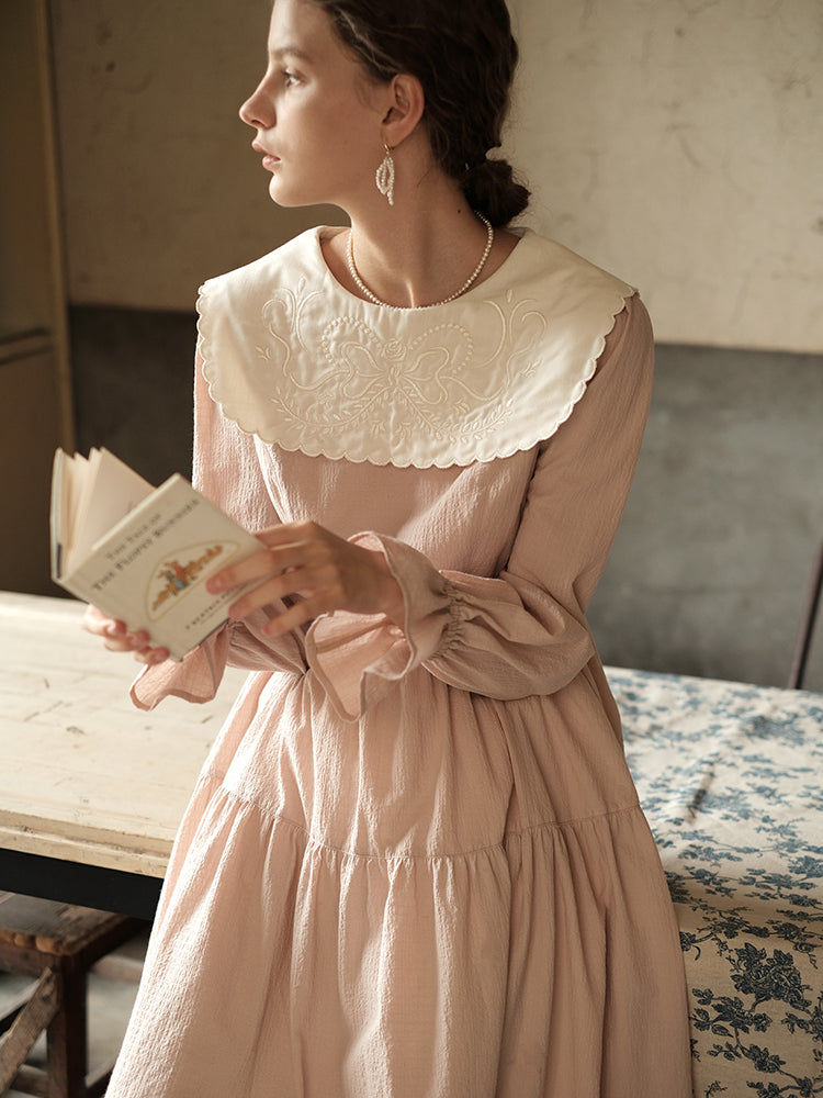 Victorian Embroidered Collar Dress