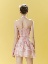 Blush Bloom Halter Mini Dress