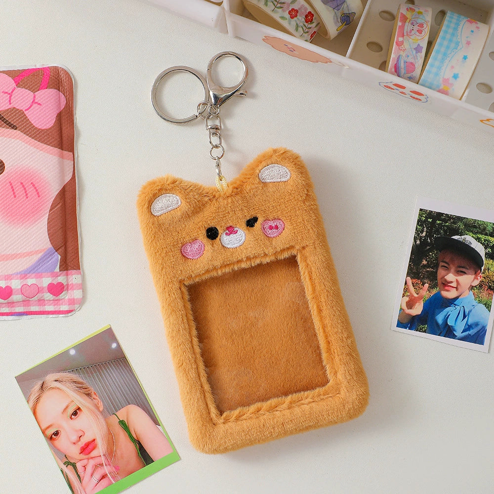 Cute Plush Animal Card Keychain Bag