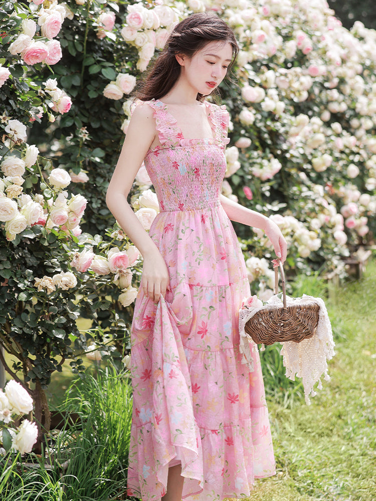 Sweet Rose Garden Tiered Midi Dress