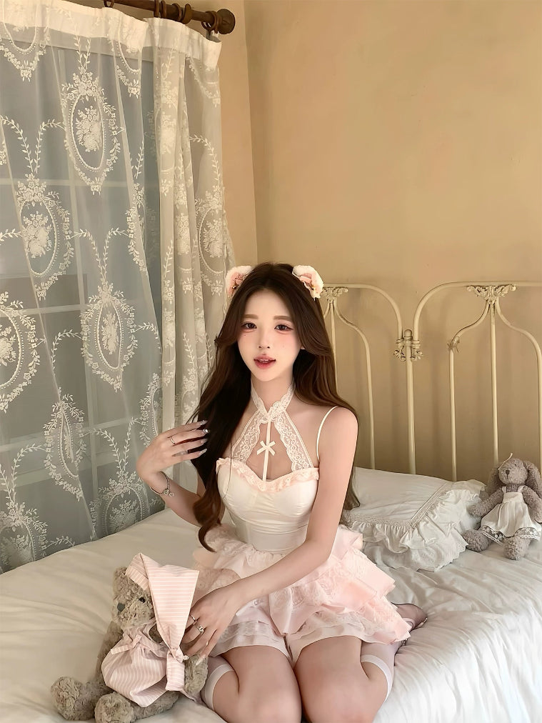 Celestial Bloom Halter Dress
