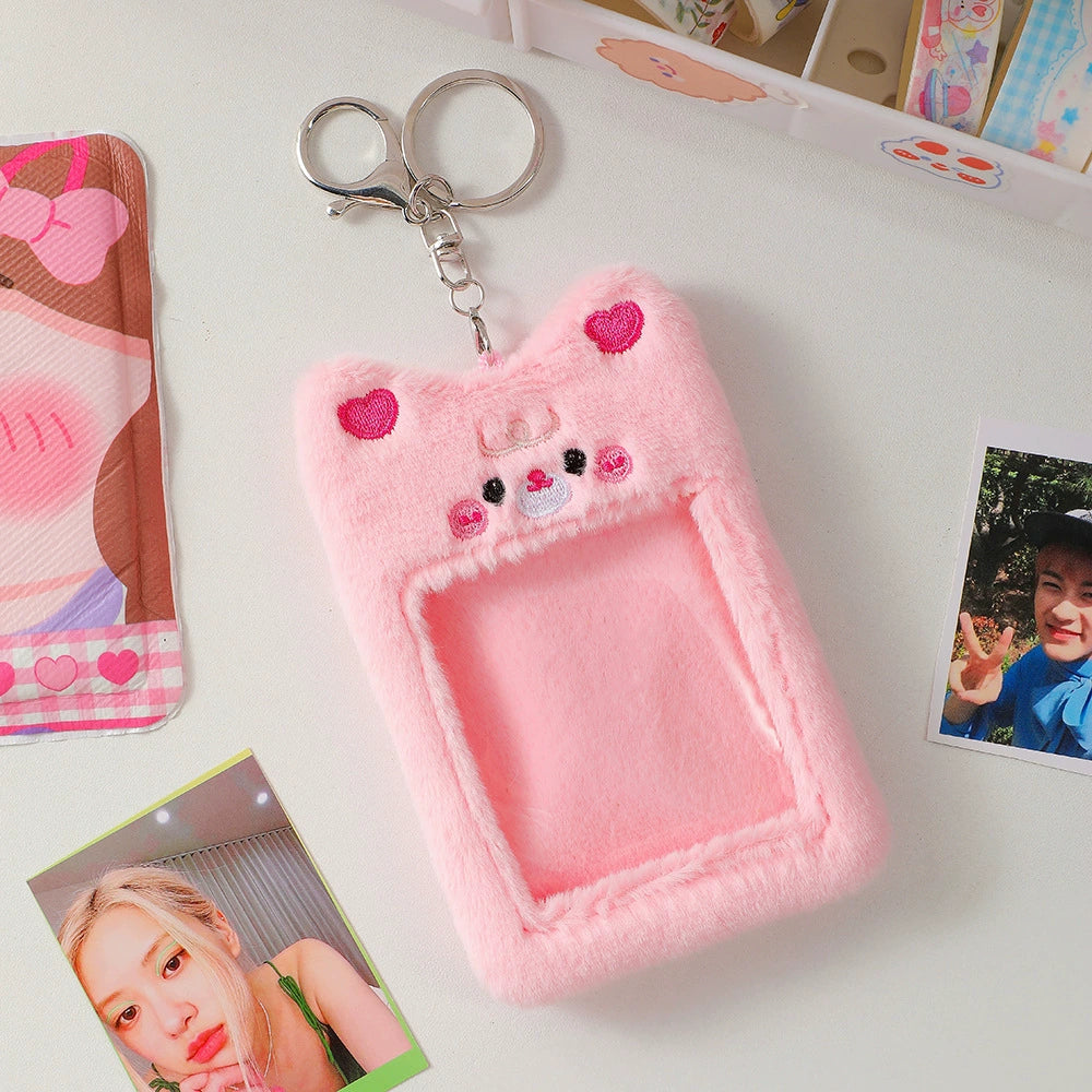 Cute Plush Animal Card Keychain Bag