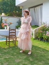 Garden Breeze Tiered Chiffon Dress