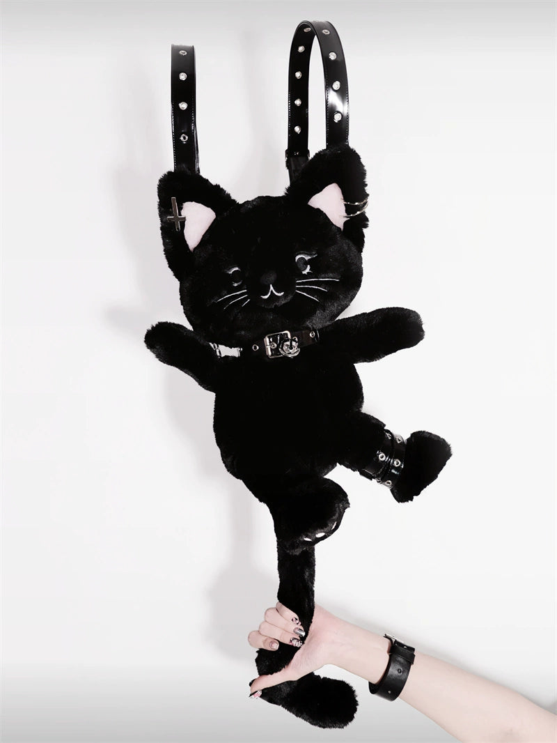 Kitten Demon Plushies Black Cat Doll Backpack Bag