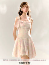 SunsetPark Sunset Park "Love Butterfly" Floral Butterfly Swing Collar Girl Waist Dress Summer and Autumn