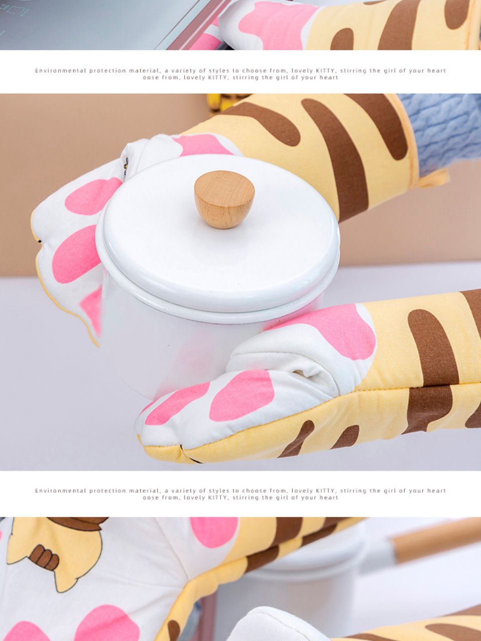Cute Cat Paw Kitchen Baking Oven Gloves