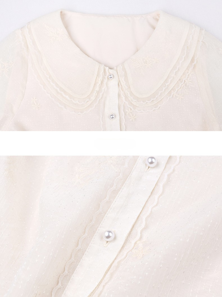 Lace Embroidered French Chiffon Blouse