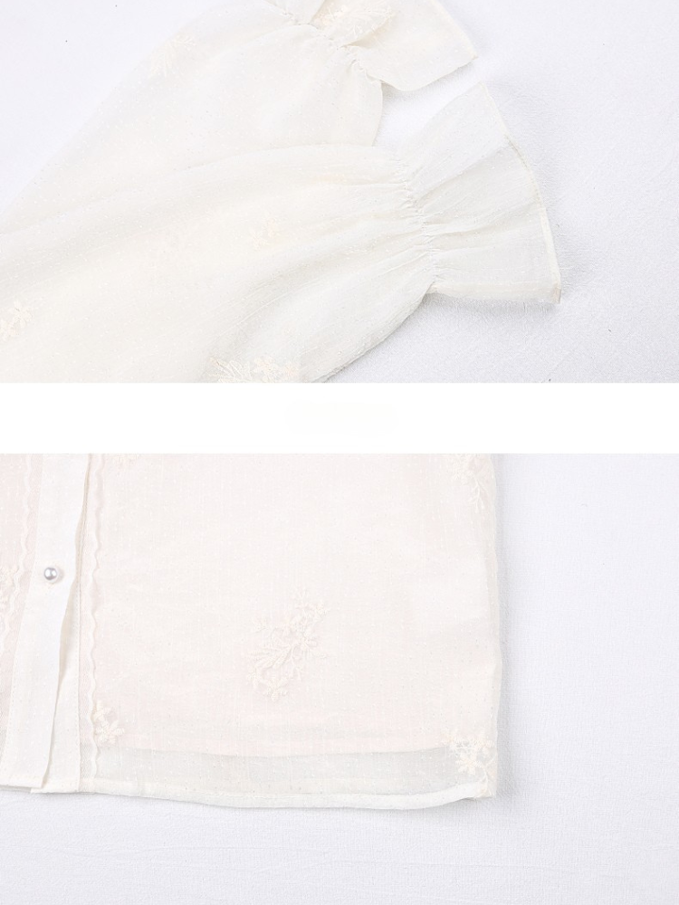 Lace Embroidered French Chiffon Blouse