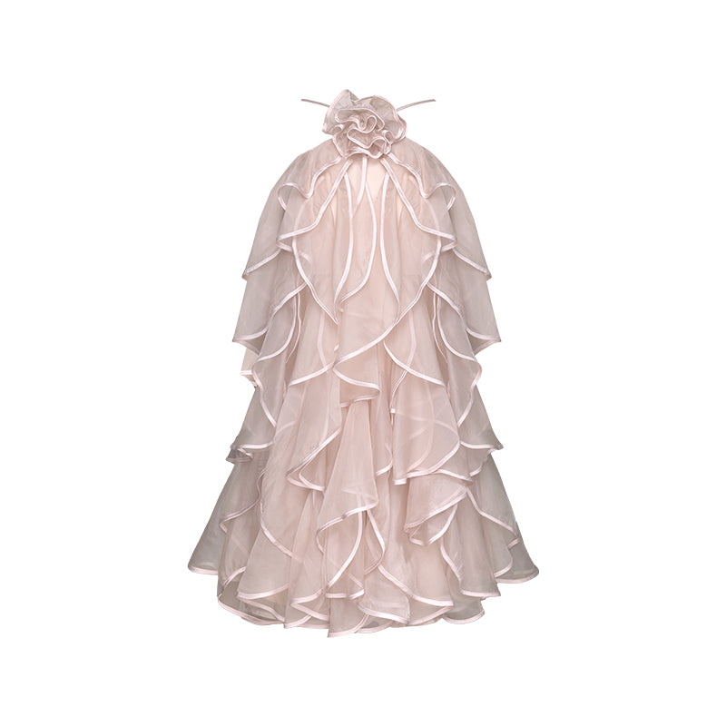 Whispering Petals Halter Cake Dress