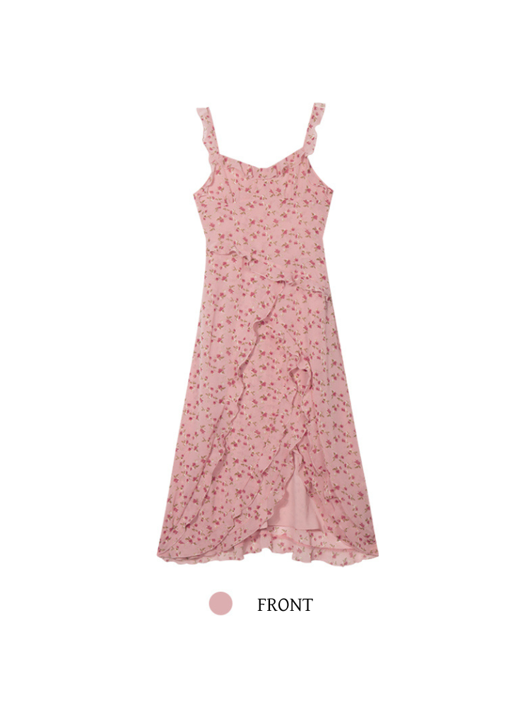 Rosé Garden Ruffle Dress