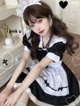 Sweet Love Lolita Maid Cosplay Pink Black Dress