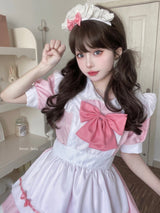 Sweet Love Lolita Maid Cosplay Pink Black Dress