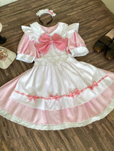 Sweet Love Lolita Maid Cosplay Pink Black Dress