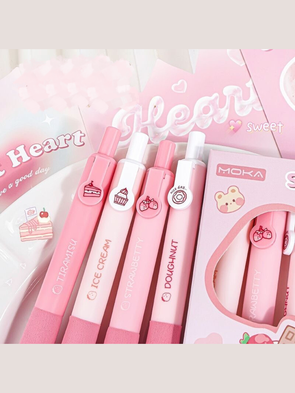 4Pcs 0.5mm Strawberry Soft Grip Gel Pens