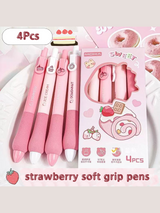 4Pcs 0.5mm Strawberry Soft Grip Gel Pens