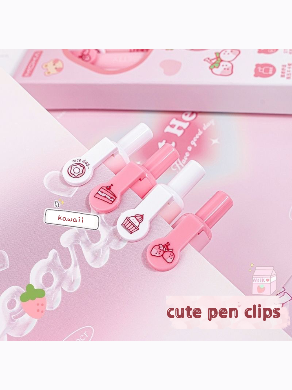 4Pcs 0.5mm Strawberry Soft Grip Gel Pens