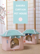 Sakura Curtain Warm Pet Cats Dogs Beds Mat House