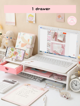 Sweet Pink Heart Desktop Storage Monitor Stand