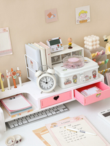 Sweet Pink Heart Desktop Storage Monitor Stand