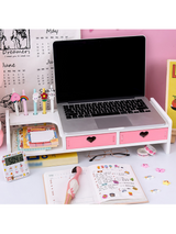 Sweet Pink Heart Desktop Storage Monitor Stand