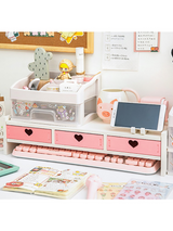 Sweet Pink Heart Desktop Storage Monitor Stand