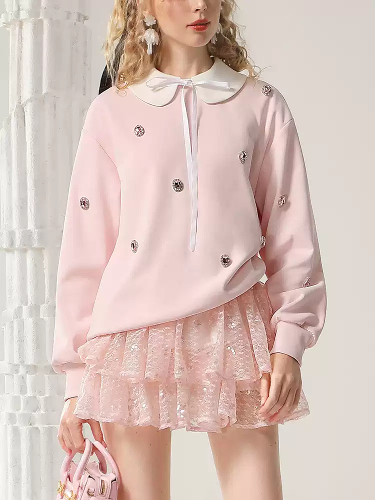 Ribbon Charm Embellished Sweatshirt