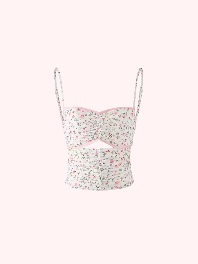 Floral Lace-Up Corset Top