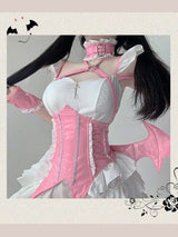 Japanese Little Wings Devil Lolita Maid Pink Black Red Set