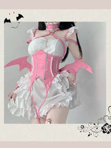 Japanese Little Wings Devil Lolita Maid Pink Black Red Set