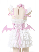 Japanese Little Wings Devil Lolita Maid Pink Black Red Set